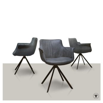 Draaistoel Marinus blauw grijs voor- achter- en zijkant