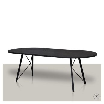 Depth-plat-ovale-eiken-eettafel-met-metalen-onderstel-met-draadelementen-zwart