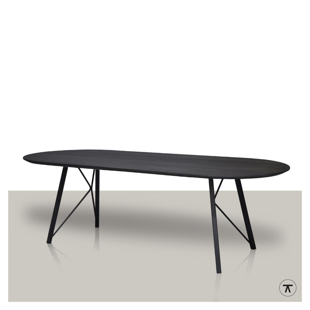 Depth-zwarte-plat-ovale-eiken-eettafel-met-metalen-onderstel-met-draadelementen