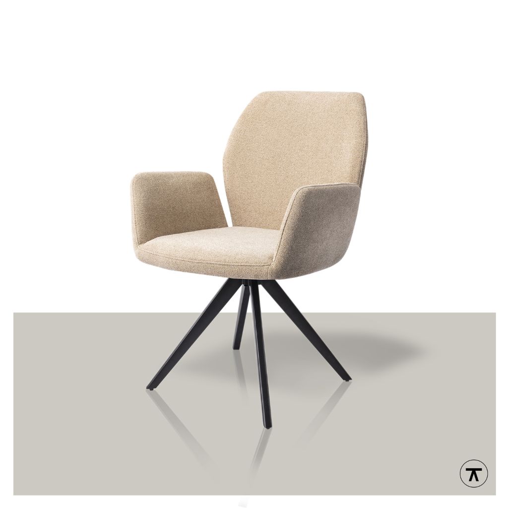 Misaki eetkamerstoel met zwarte draaipoot