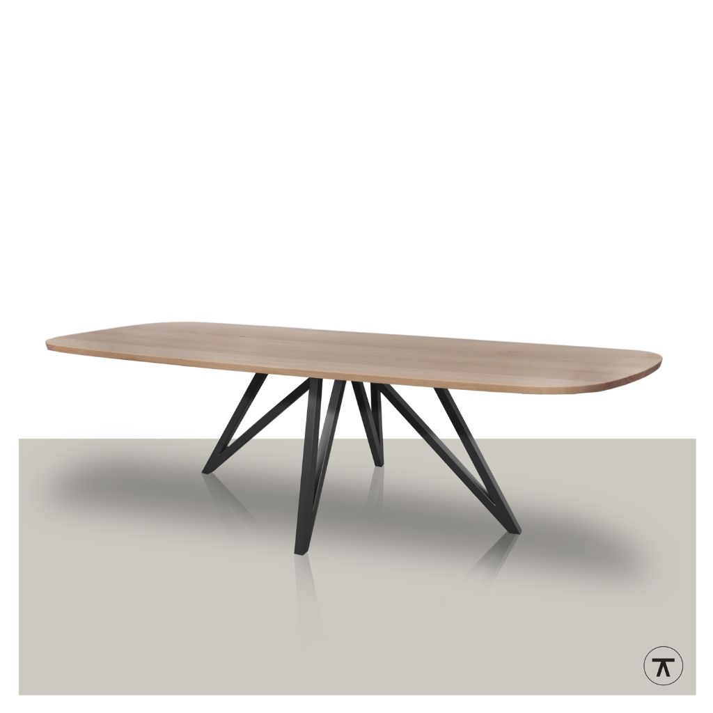 Deens ovale eettafel naturel eiken met metalen onderstel Max