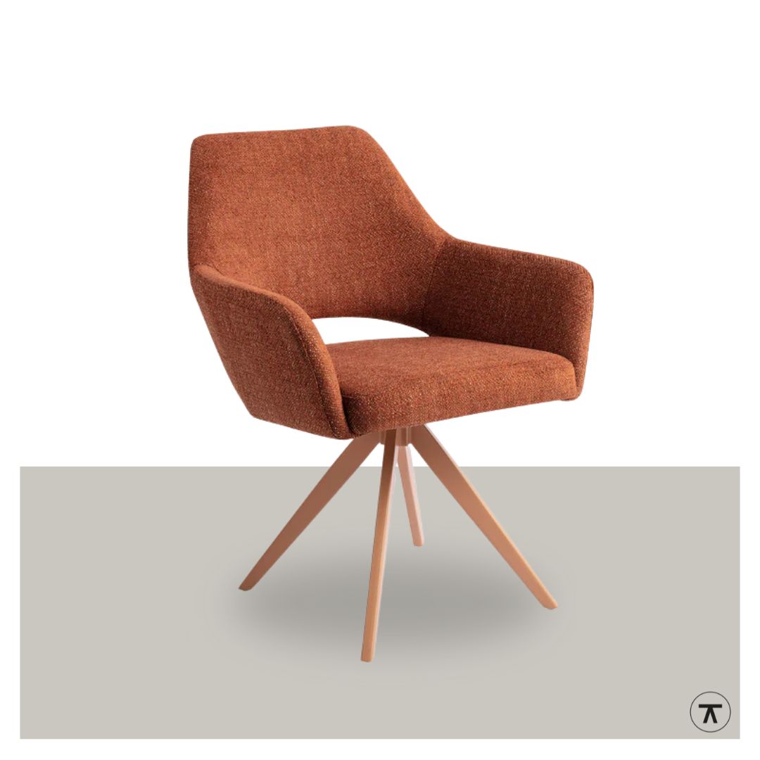 Stoel Yanai - terra kleur met draaionderstel