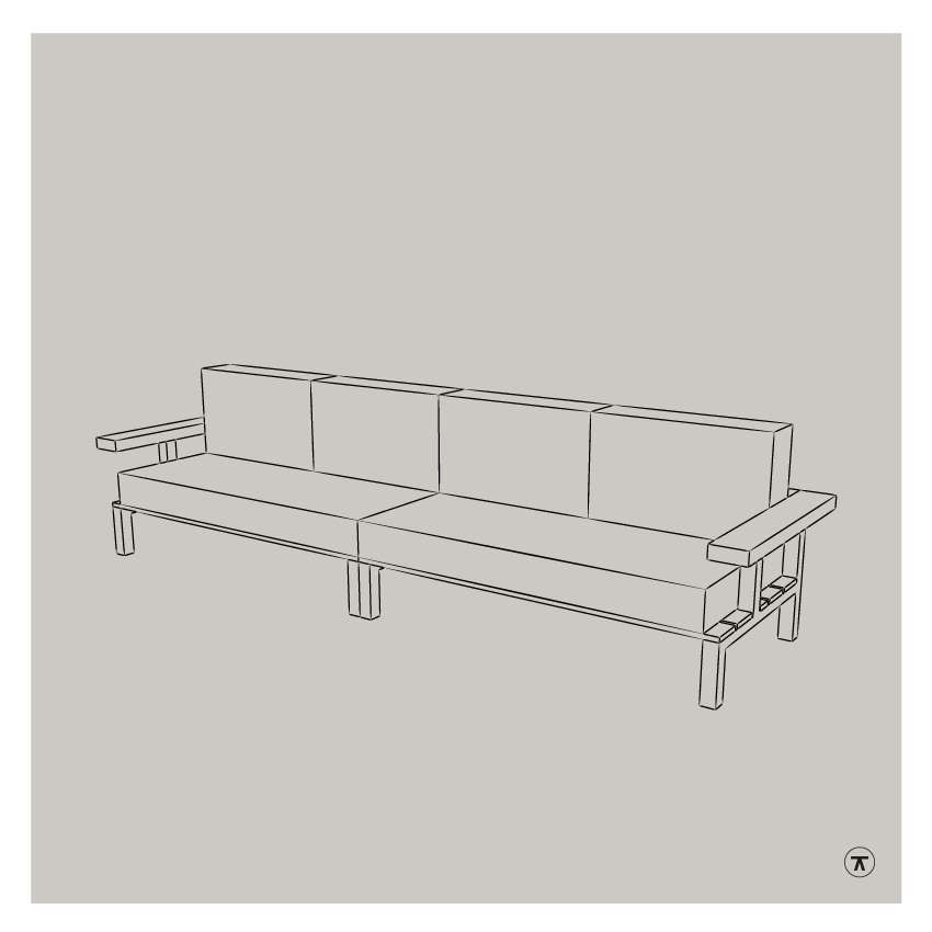 Tekening loungebank 4 zits