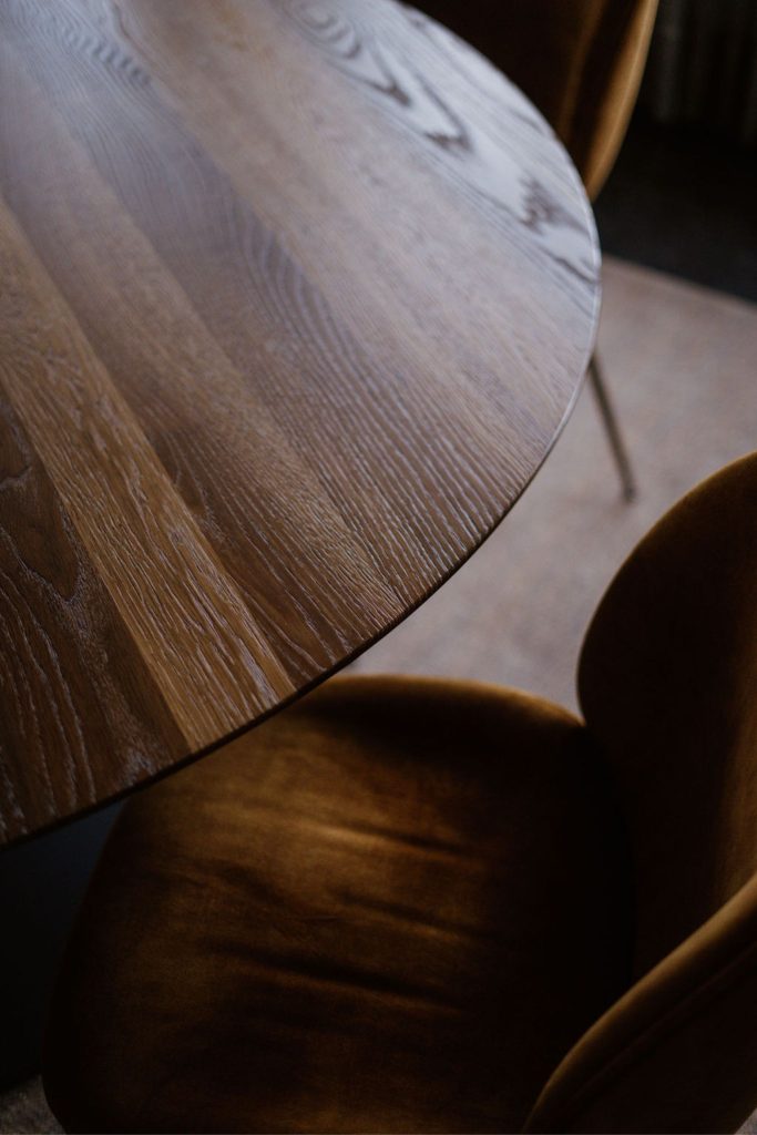 Houten tafel close up