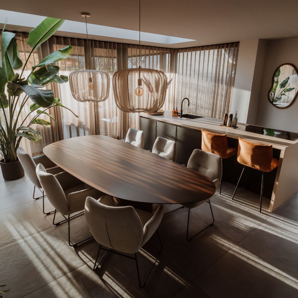 Sfeerbeeld prachtige woonkamer eettafel