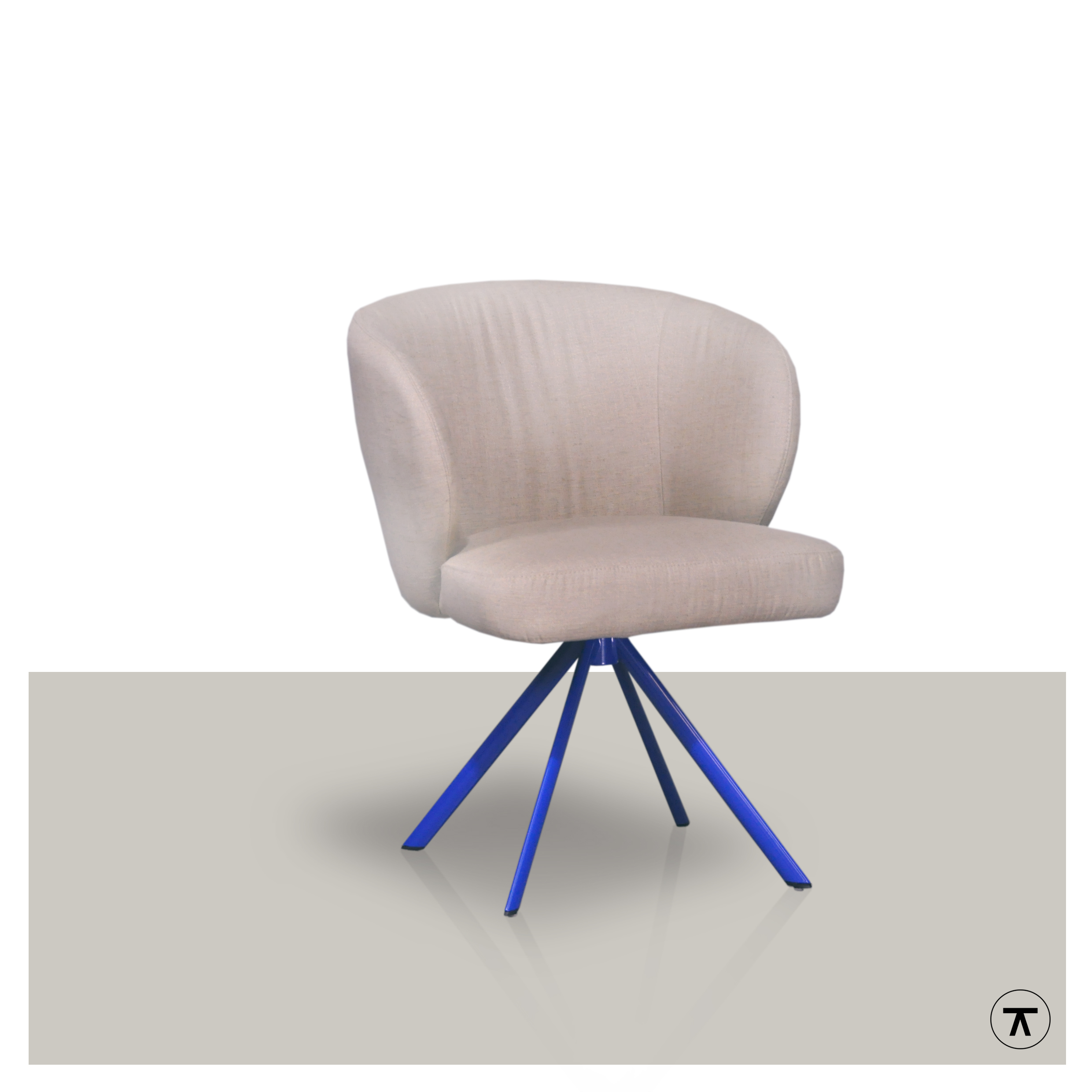 Stoel Yoel met kobaltblauw onderstel