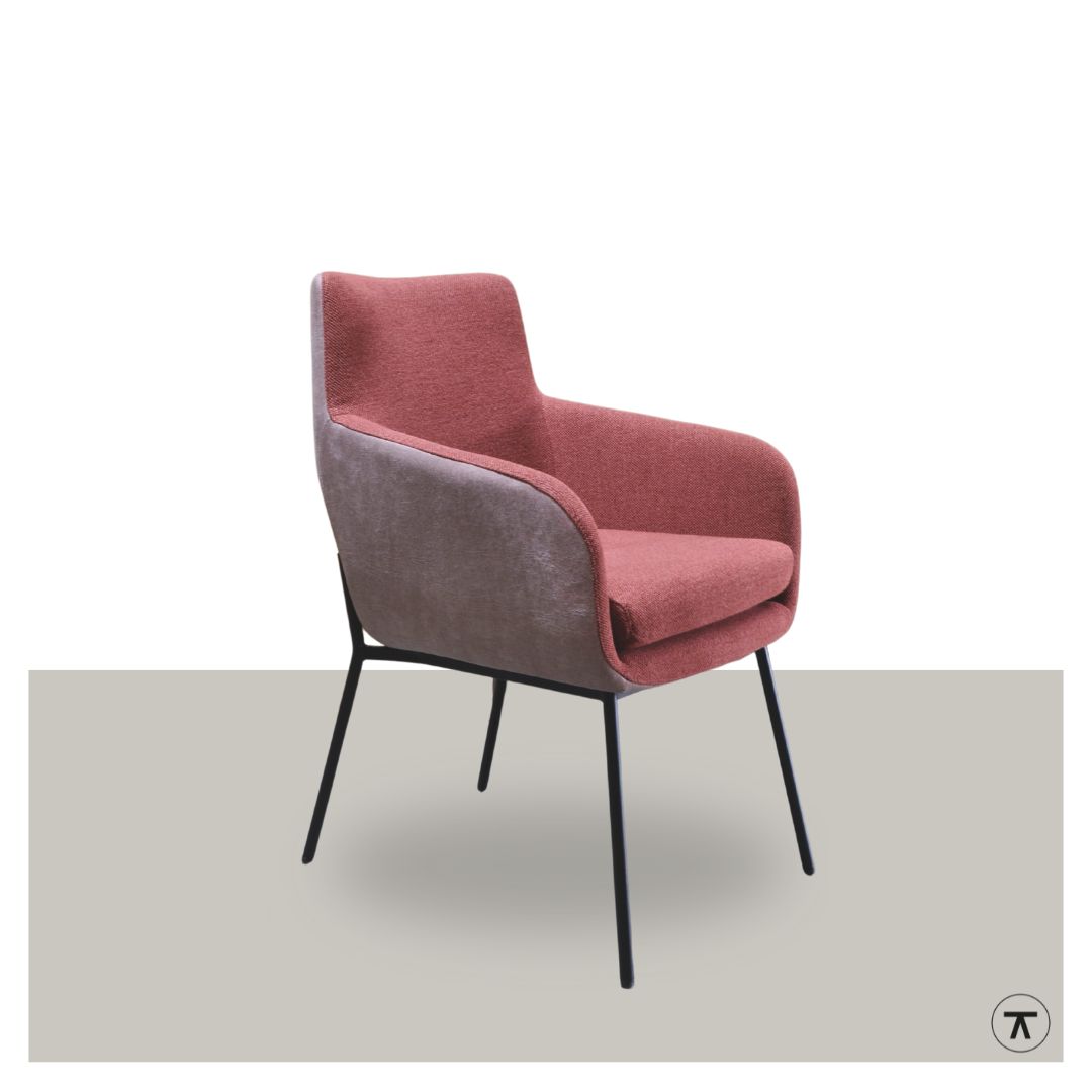 Stoel Zit warm rood in stof en leer