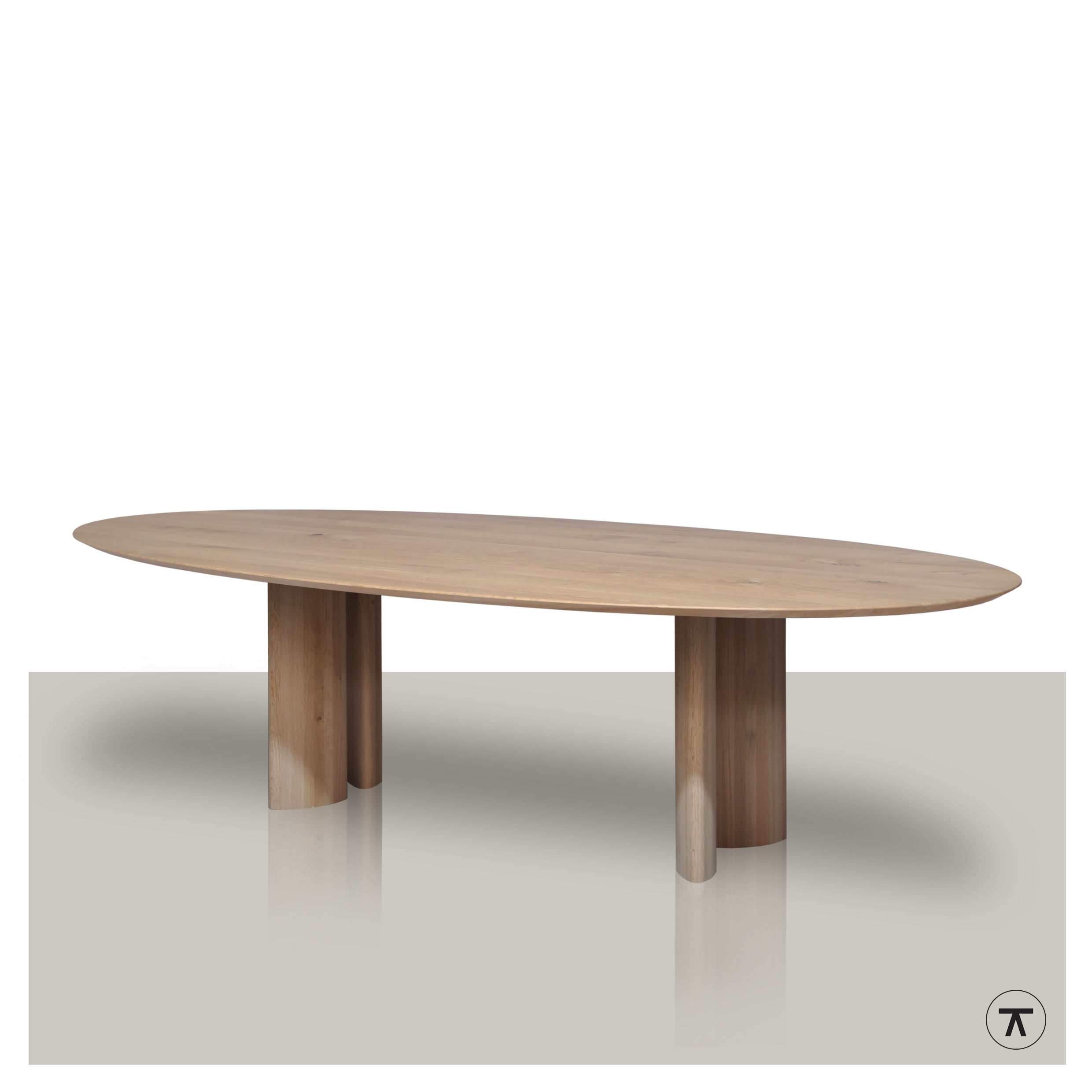 Ovale tafel Lef met ovale kolom poten