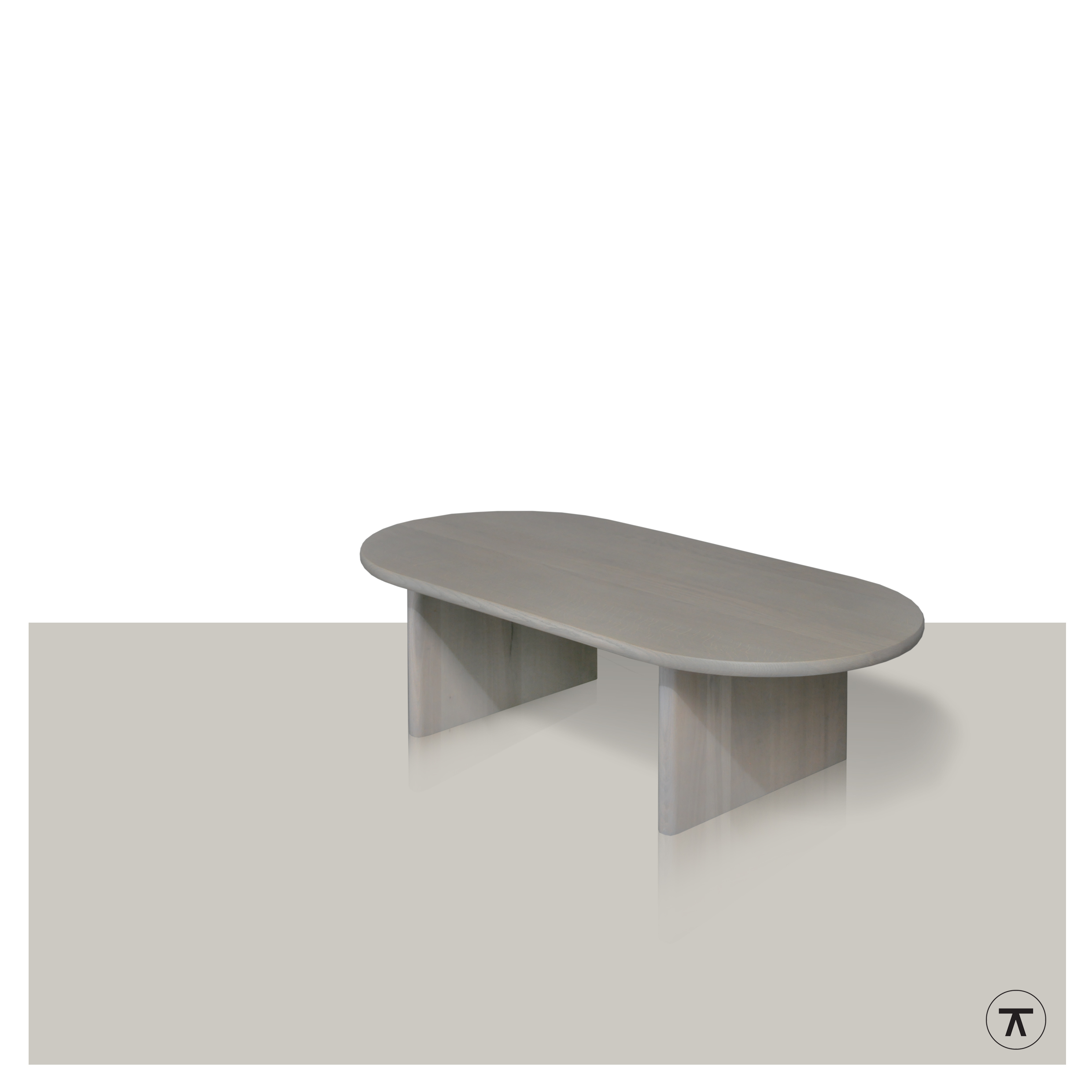 Grijze plat ovale salontafel Snow