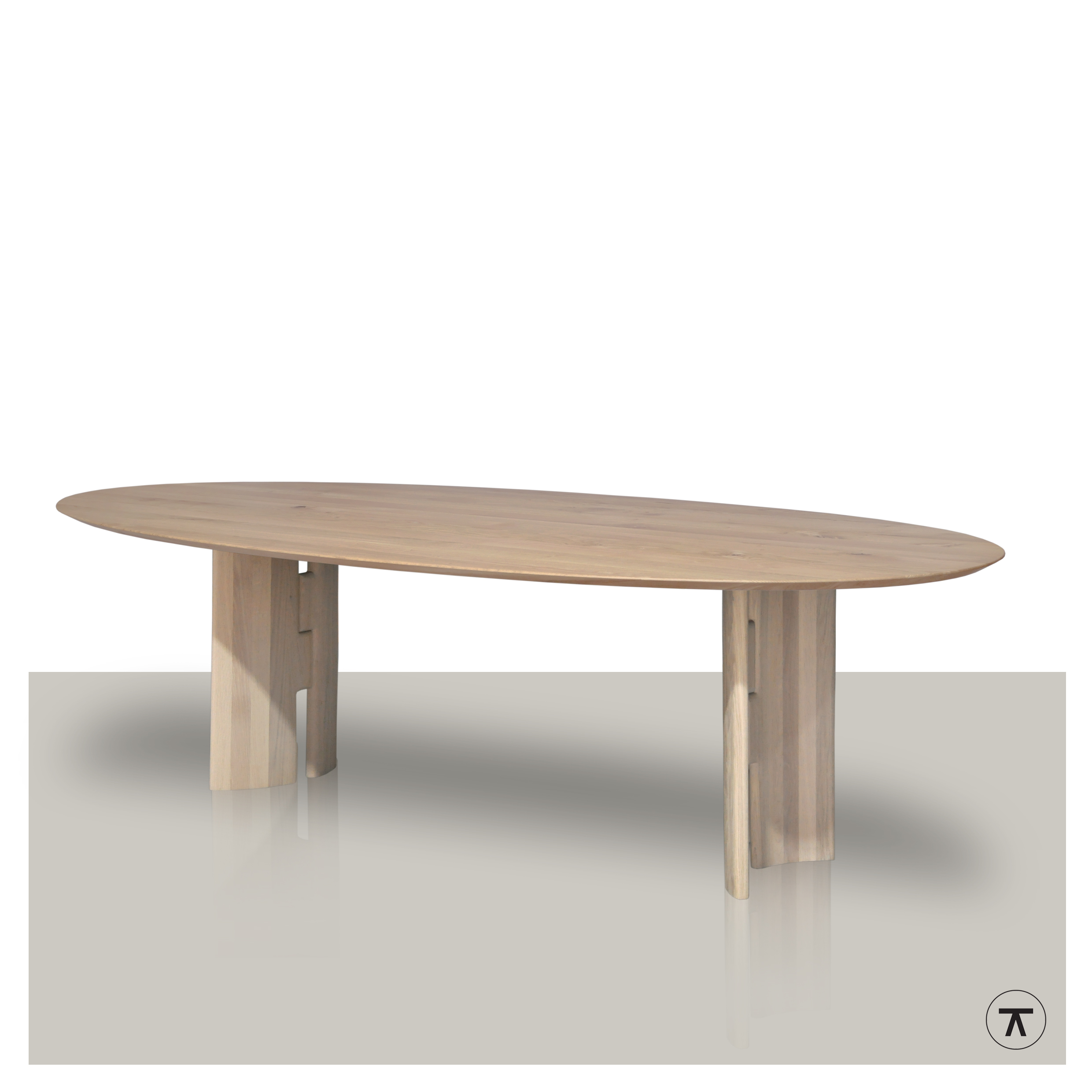 Ovale tafel Opach met houten wangonderstel