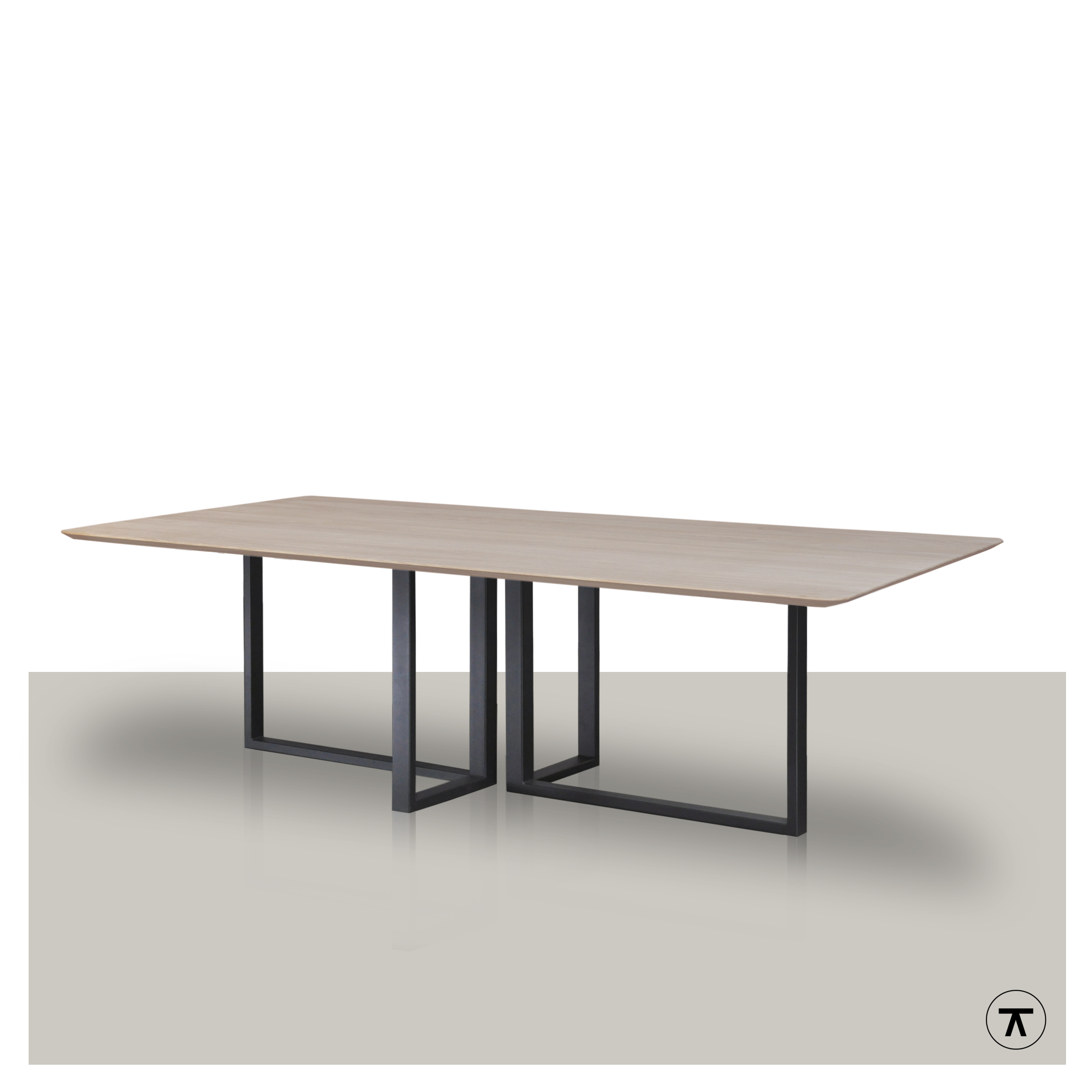 Rechthoekige tafel Caballo met metalen onderstel