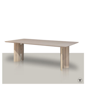 Rechthoekige tafel Rasha met houten wangonderstel